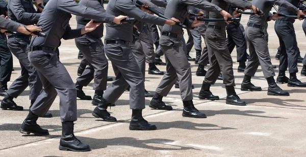 Nepokoje Policejní Trenéři Přezkoumání Kontroly Davu — Stock fotografie