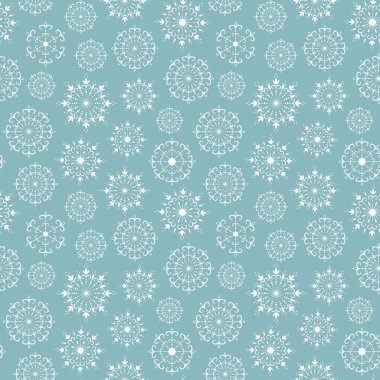 Dekoratif Noel kar tanelerinin elle çizilmiş kusursuz deseni. Vektör çizim elemanları. Kutlama kartı, duvar kağıdı, ambalaj kağıdı, kumaş, ambalaj için Noel süslemesi