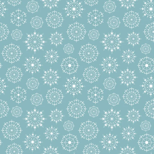 Hand Drawn Seamless Pattern Decorative Christmas Snowflakes Vector Sketch Elements — Stock Vector