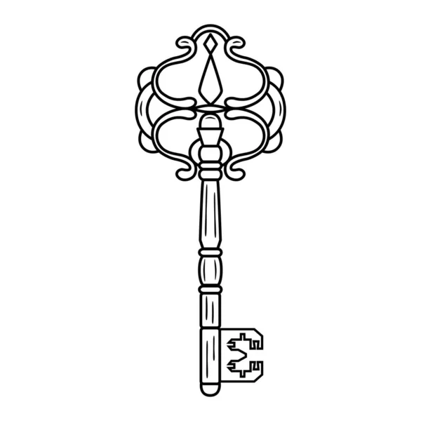 Ручний Намальований Декоративний Вінтажний Ключ Лінійному Мистецтві Ретро Декор Символ — стоковий вектор
