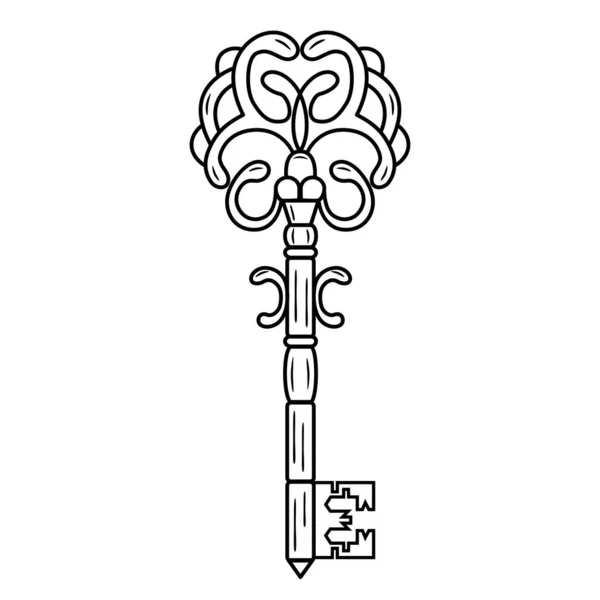 Ручний Намальований Декоративний Вінтажний Ключ Лінійному Мистецтві Ретро Декор Символ — стоковий вектор
