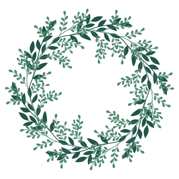 Handgezeichneter Weihnachtskranz Mit Blättern Zweigen Winter Florale Gemütliche Elemente Vektorblumenrahmen — Stockvektor