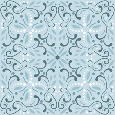 Açılış süsü ile soyut, pürüzsüz desen. Çiçeksel süs dokusu. Dekoratif Arapça vektör deseni. Tasarım taşı, kart, davetiye, duvar kağıdı, ambalaj kağıdı, kumaş için klasik mozaik