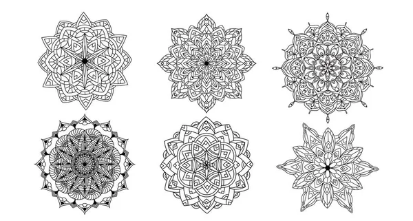 Çizimi Çiçek Mandalası Seti Yetişkinler Çocuklar Için Çiçek Desenli Boyama — Stok Vektör