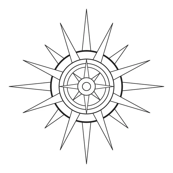 手工画线艺术中的神秘太阳 波希米亚的象征散发着太阳光 神奇的天界护身符 古董风格 Boho 在白色背景上孤立的矢量草图说明 — 图库矢量图片