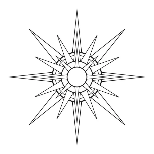 Рук Намалював Містичне Сонце Лінійному Мистецтві Богемський Символ Розриває Сонячні — стоковий вектор