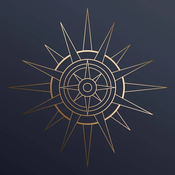 Χέρι Ζωγραφισμένο Μυστικιστικό Χρυσό Ήλιο Γραμμή Τέχνης Μποέμικο Σύμβολο Εκρήγνυται — Διανυσματικό Αρχείο