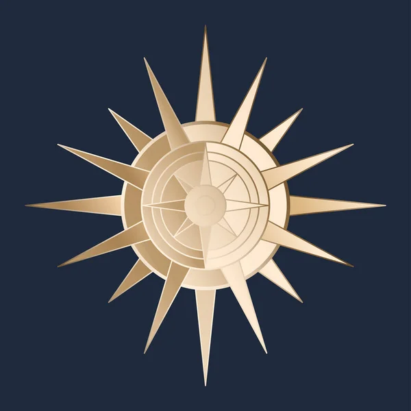 Рука Малювала Містичне Золоте Сонце Лінійному Мистецтві Богемський Символ Розриває — стоковий вектор