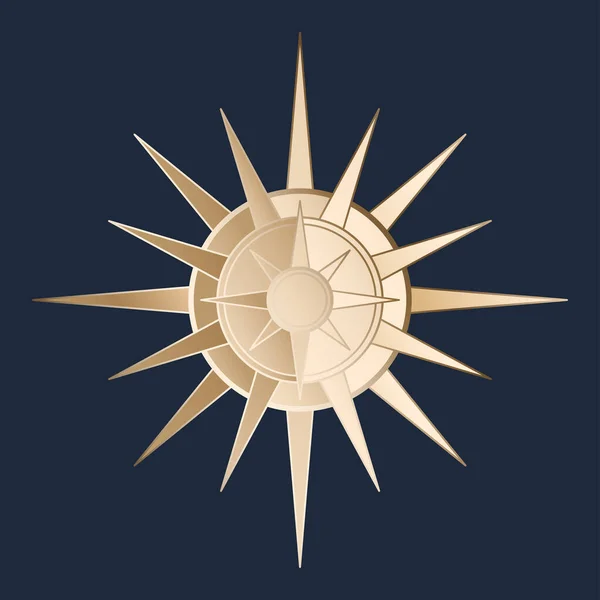 Sol Dorado Místico Dibujado Mano Estrella Arte Línea Símbolo Bohemio — Vector de stock