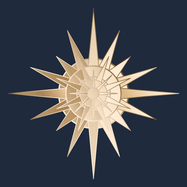 Рука Намалювала Містичне Золоте Сонце Зірку Лінійному Мистецтві Богемський Символ — стоковий вектор