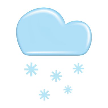 Hava tahmini elementlerinin gerçekçi 3D tasarımı, ikon sembolü, meteoroloji. Dekoratif şirin 3D mavi bulut ve kar. Çizgi film soyut vektör çizimi beyaz bir arkaplanda izole edildi