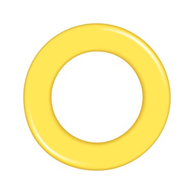 Gerçekçi 3D yuvarlak yuvarlak halka çerçeve, küre şeklinde. Dekoratif küresel 3D element, halka simgesi, geometrik çember sembolü. Beyaz arkaplanda izole edilmiş soyut vektör çizimi