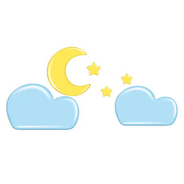 Realistische Gestaltung Von Wettervorhersageelementen Symbolsymbol Meteorologie Dekorativer Goldener Mond Stern — Stockvektor