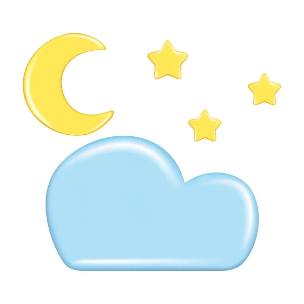 Realistische Gestaltung Von Wettervorhersageelementen Symbolsymbol Meteorologie Dekorativer Goldener Mond Stern — Stockvektor