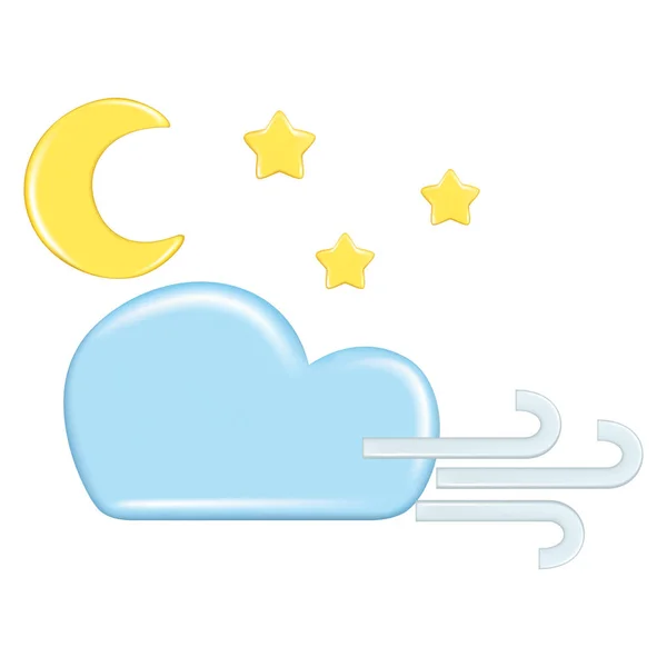 Realistische Gestaltung Von Wettervorhersageelementen Symbolsymbol Meteorologie Dekorative Niedlichen Goldenen Mond — Stockvektor