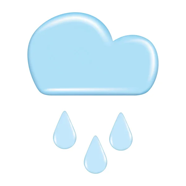 天気予報要素 アイコンシンボル 気象学の現実的な3Dデザイン 装飾的なかわいい3Dブルーの雲と雨 白い背景に描かれた漫画の抽象ベクトルイラスト — ストックベクタ