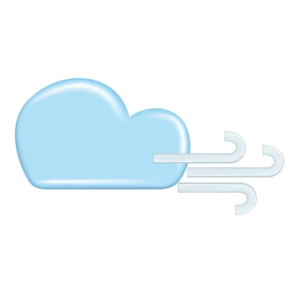 天気予報要素 アイコンシンボル 気象学の現実的な3Dデザイン 装飾的なかわいい3Dブルーの雲と風 白い背景に描かれた漫画の抽象ベクトルイラスト — ストックベクタ
