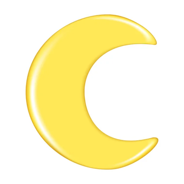 Handgezeichneter Gelber Realistischer Mond Dekoratives Design Emblem Symbolsymbol Niedliches Cartoon — Stockvektor