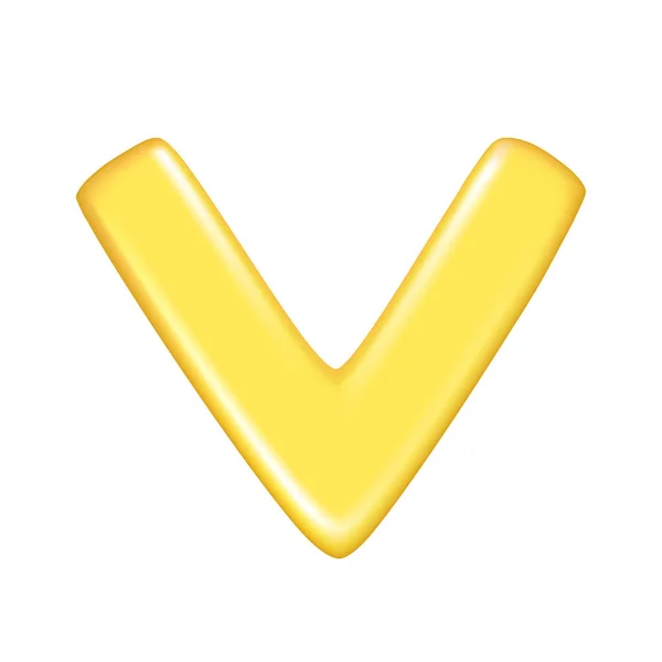 Realista Cheque Amarillo Signo Correcto Decorativo Aceptar Elemento Símbolo Correcto — Vector de stock