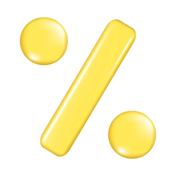 Realistyczny Znak Żółty Procent Dekoracyjny Element Procent Symbol Zniżki Lub — Wektor stockowy