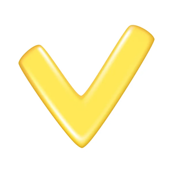 Realista Cheque Amarillo Signo Correcto Decorativo Aceptar Elemento Símbolo Correcto — Vector de stock