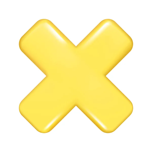 Realistisches Dreidimensionales Gelbes Kreuzschild Dekorativ Falsches Abweisendes Oder Falsches Element — Stockvektor