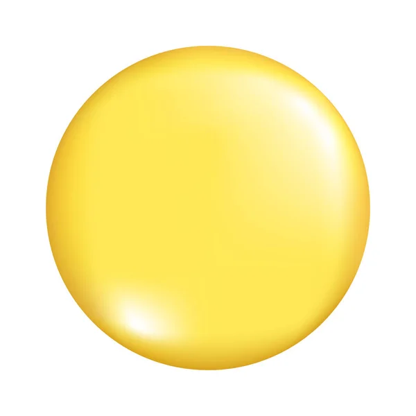 Forma Realista Esfera Redonda Amarilla Elemento Decorativo Esférico Icono Bola — Vector de stock