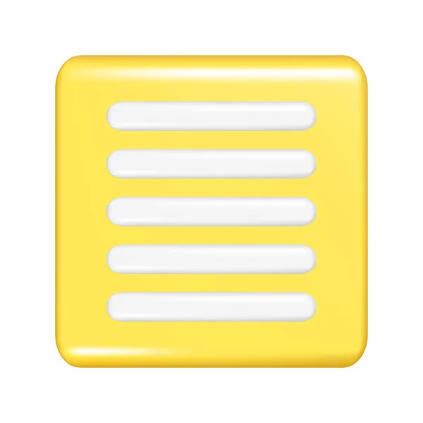 Realistischer Gelber Quadratischer Rahmen Mit Weißen Linien Quadratischem Knopfsymbol Textdokument — Stockvektor