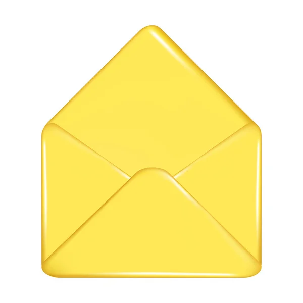 Realistic Yellow Open Mail Envelope Decorative Postal Element Mail Icon — Stock Vector