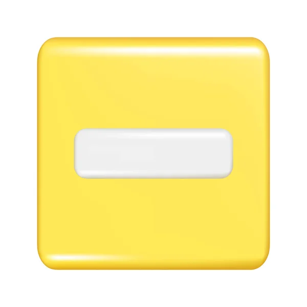 Forma Quadrada Amarela Realista Com Sinal Menos Ícone Botão Quadrado — Vetor de Stock