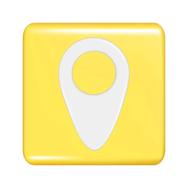 Konum Haritası Gps Işaretleyici Işaretli Gerçekçi Sarı Kare Şekil Dekoratif — Stok Vektör