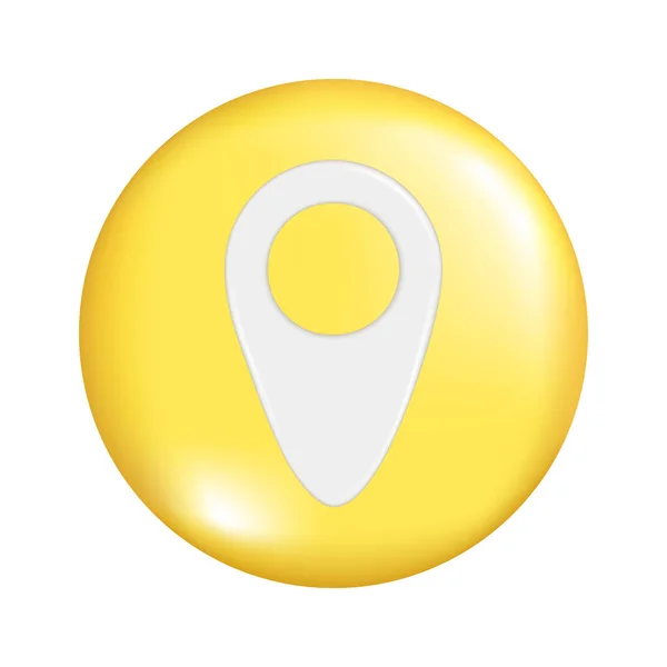 Realistische Gelb Runde Kugel Form Mit Positionskarte Pin Gps Zeigermarkierungszeichen — Stockvektor