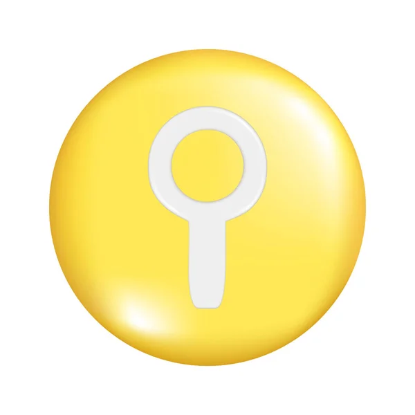 Realistyczne Żółty Okrągły Kształt Kuli Ikoną Wyszukiwania Loupe Znak Wyszukiwania — Wektor stockowy