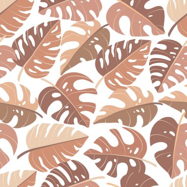 Kusursuz tropik palmiye yaprakları, orman canavarı yaprakları. Dünya renkleri bitkisinin egzotik boho koleksiyonu. Tebrik kartı, duvar kağıdı, ambalaj kağıdı, kumaş için botanik vektör çizimi