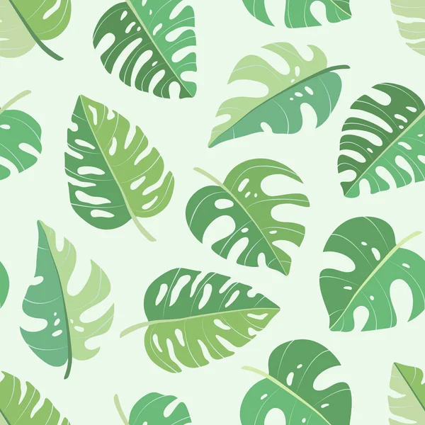Nahtloses Muster Aus Tropischen Palmblättern Dschungelmonsterblättern Exotische Boho Sammlung Grüner — Stockvektor