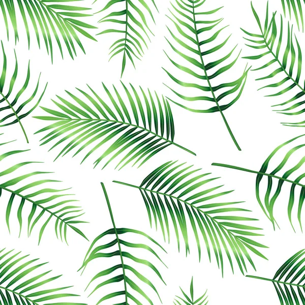Bezešvé Vzory Tropických Listů Palmy Listy Arecaceae Exotická Sbírka Zelené — Stockový vektor