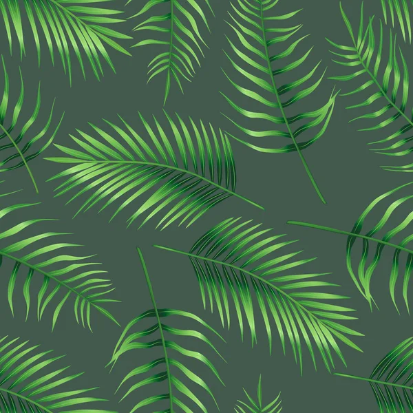 Bezešvé Vzory Tropických Listů Palmy Listy Arecaceae Exotická Sbírka Zelené — Stockový vektor