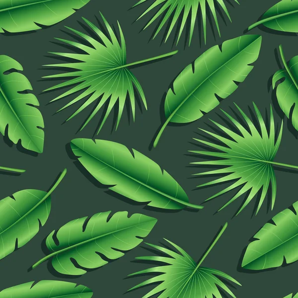 Nahtloses Muster Aus Tropischen Palmblättern Bananen Und Palmblättern Exotische Sammlung — Stockvektor