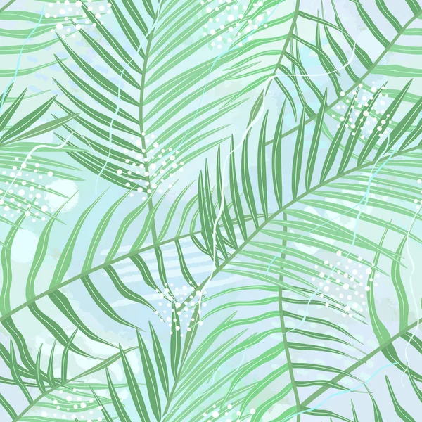 Płynny Wzór Tropikalnych Liści Palmy Liści Arecaceae Kształtu Szczotki Egzotyczna — Wektor stockowy