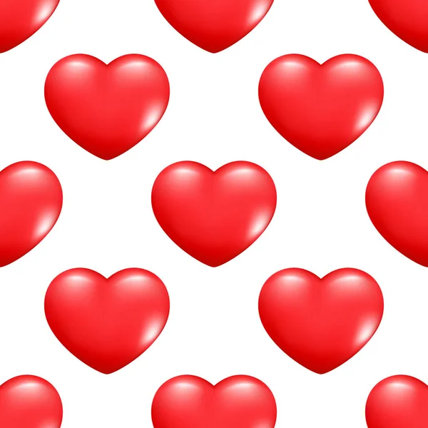 Безшовний Візерунок Реалістичних Сердець Декоративна Романтична Ікона Символ Любові День — стоковий вектор