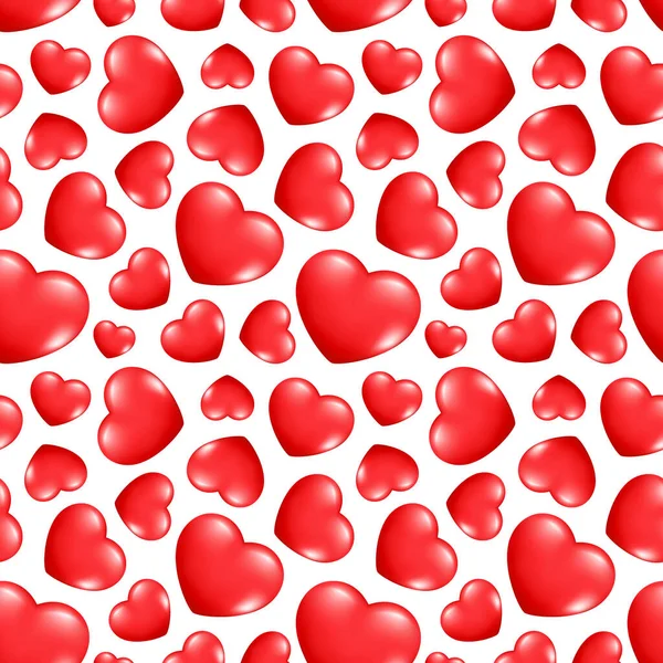 Seamless Pattern Realistic Hearts Decorative Romantic Icon Love Symbol Valentines — Stock Vector