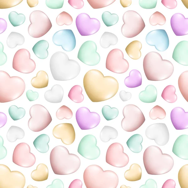 현실적인 심장의 원활한 패턴입니다 로맨틱 아이콘 기호입니다 다채로운 마음의 발렌타인 — 스톡 벡터