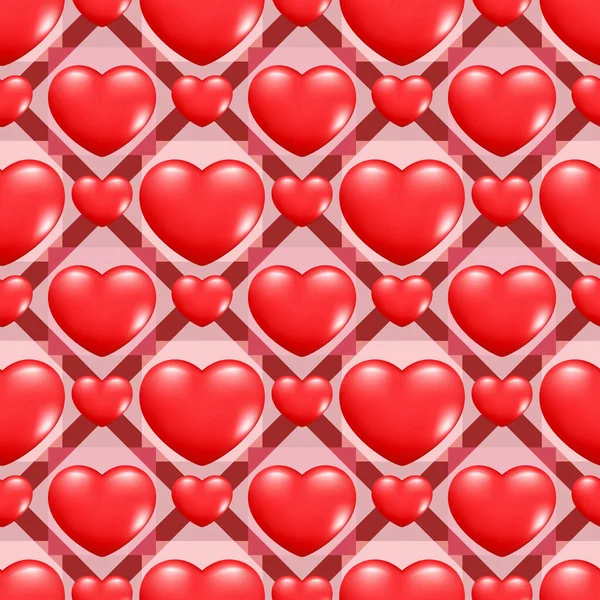 Zökkenőmentes Minta Reális Szívek Dekoratív Romantikus Ikon Szerelem Szimbólum Valentin — Stock Vector