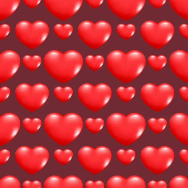 Gerçekçi Boyutlu Kalplerin Kusursuz Deseni Dekoratif Romantik Aşk Sembolü Sevgililer — Stok Vektör