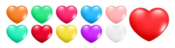 Χειροποίητο Σετ Ρεαλιστικών Καρδιών Διακοσμητικό Ελατήριο Ρομαντικό Σύμβολο Αγάπης Εικονίδιο — Διανυσματικό Αρχείο