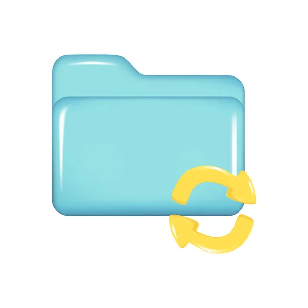 Realistic Blue Folder Yellow Arrow Decorative Pointing Element Web Refresh — Stock Vector