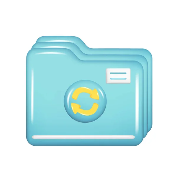Realistic Blue Closed Folder Yellow Arrow Decorative Pointing Element Web — Stock Vector