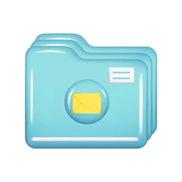 Realistischer Blauer Geschlossener Ordner Mit Gelb Versiegeltem Briefumschlag Dekoratives Dateielement — Stockvektor