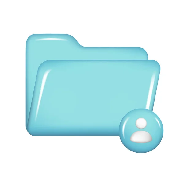 Realistischer Blauer Ordner Mit Benutzersymbol Dekorative Verwaltung Geöffnetes Dateielement Websymbol — Stockvektor
