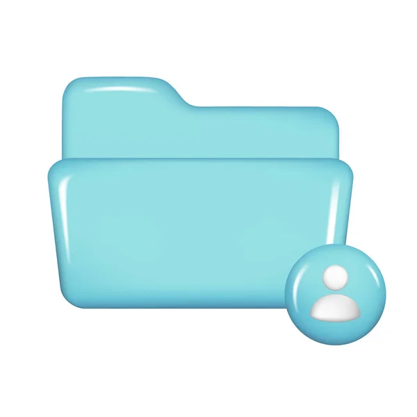 Трехмерная Синяя Папка Иконкой Пользователя Декоративное Управление Элемент Открытого Файла — стоковый вектор